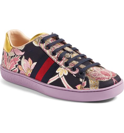 gucci sneakers floral print|Gucci ace floral embroidered sneakers.